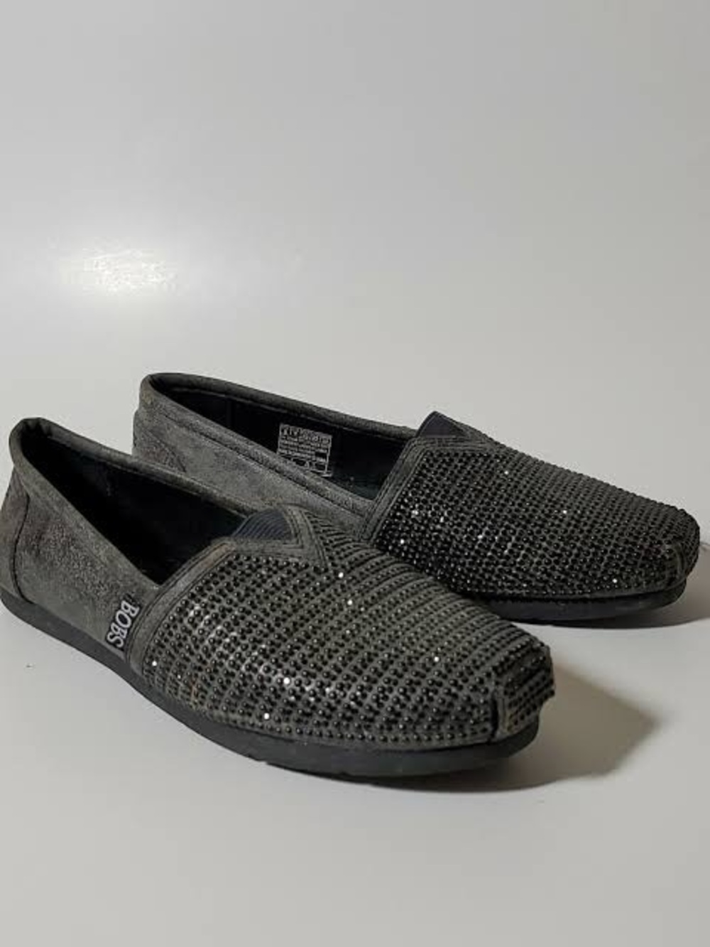 BOBS from Skechers Women's Black Rhinestone Slip-On Loafers